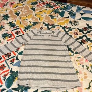 CAbi Gray Striped Long Sleeve Tee